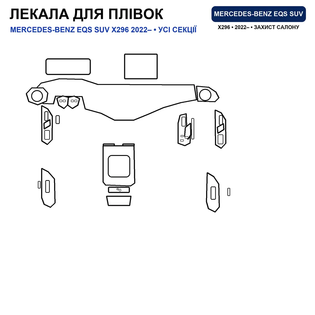 Набір Плівок захисних для салону Mercedes-Benz EQS SUV (X296) 2022- TPH (Кансолі Дисплея Ручок) - фото 3