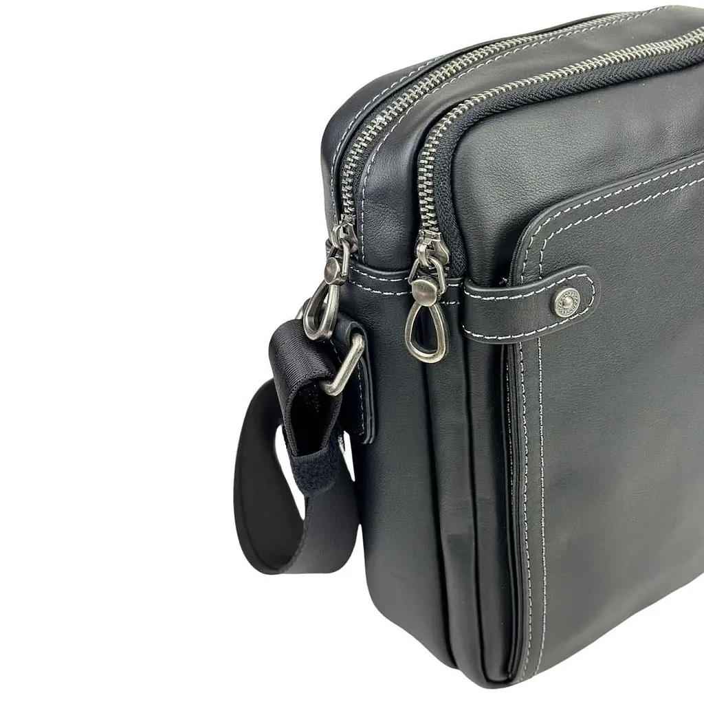 Сумка через плече чоловіча шкіряна Tiding Bag 8911A чорна - фото 8