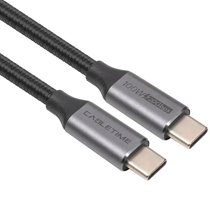 Кабель Cabletime USB3.1, USB-C - USB-C, 20Gbps, 100W, 20V/ 5A, 4K/ 60HZ, 2м