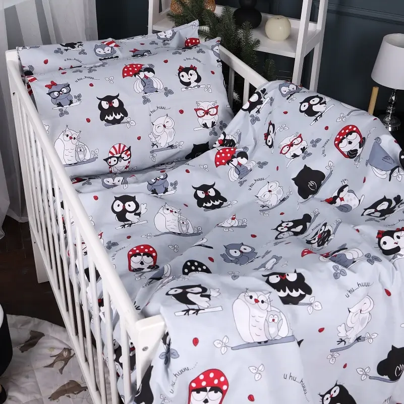 Простыня MirSon Kids Time 17-0672 Silver Owlets 70х140 см на резинке бязь высота 10 см (2200010183757) - фото 2