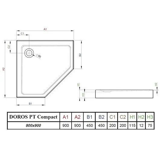 Душовий піддон Radaway Doros PT Compact 90x90 SDRPTP9090-05 - фото 2