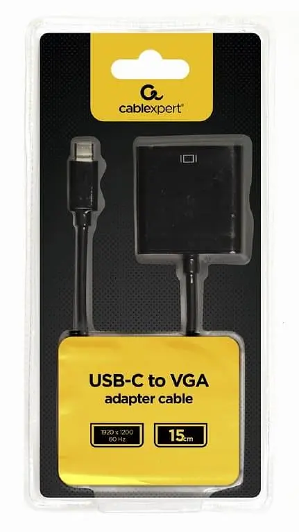 Переходник Cablexpert USB Type-C-VGA, 0,15 м Black (AB-CM-VGAF-01) - фото 2