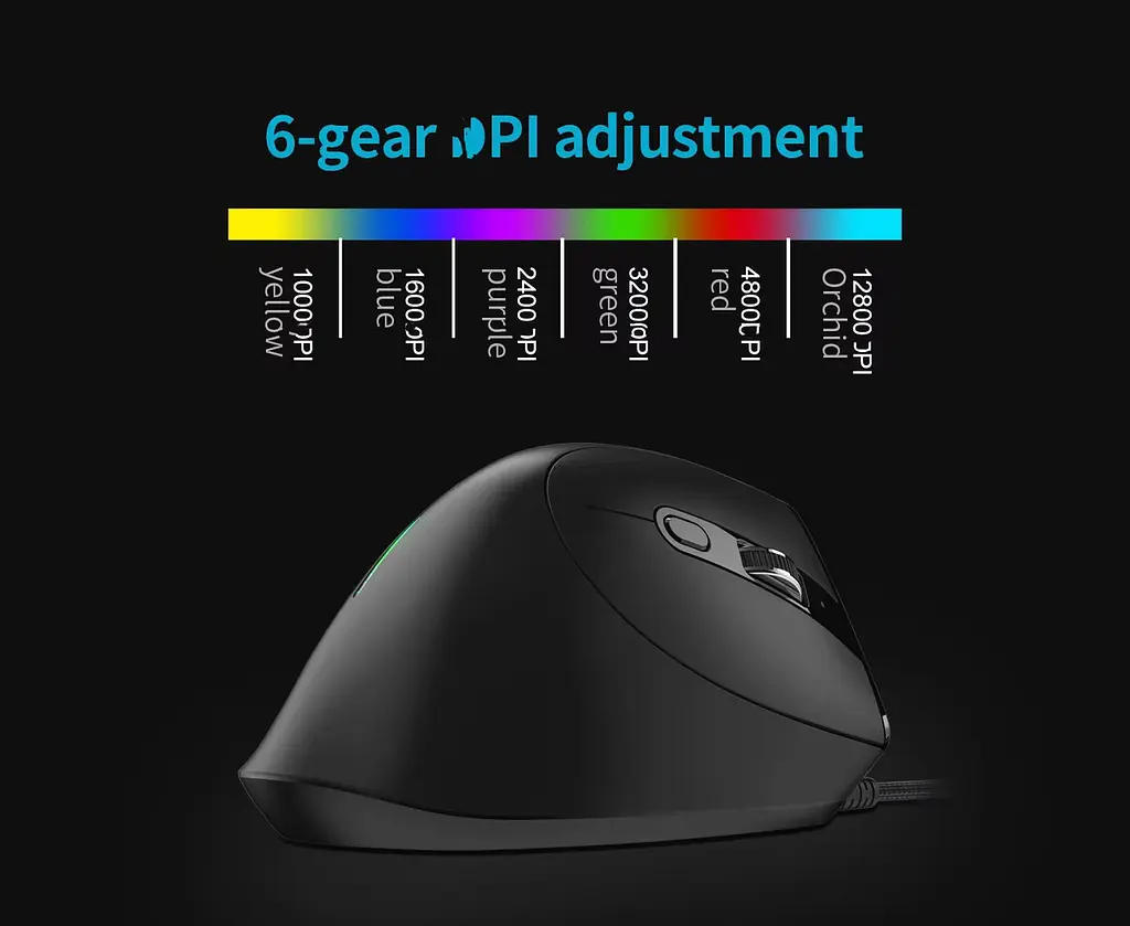 Вертикальная мышь проводная Zelotes T-50 с RGB подсветкой - фото 4