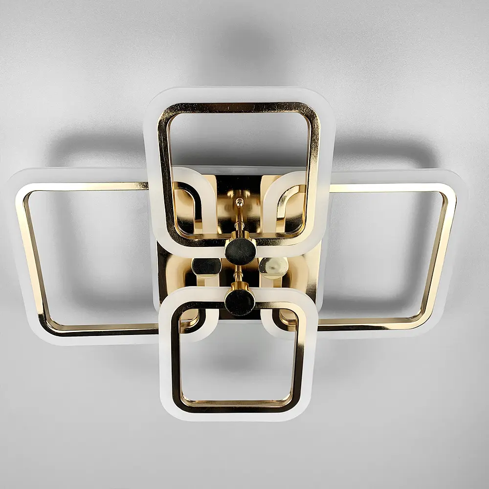 Золотая LED люстра на 2+2 рожка квадратной формы Line.F A 2503/2+2 RGB GD - фото 3