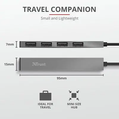Концентратор Trust Halyx Aluminium 4-Port Mini USB Hub (23786_TRUST) - фото 7