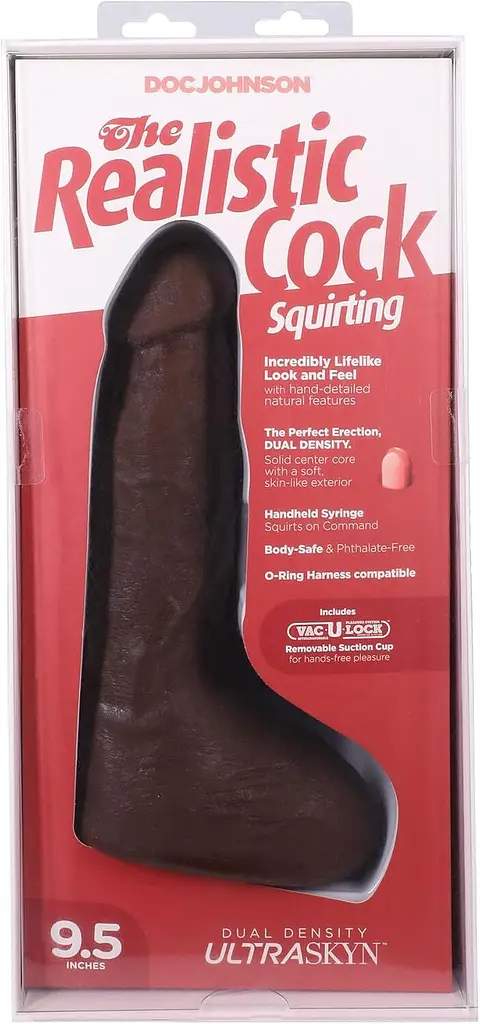 Фалоімітатор, що кінчає Doc Johnson The Realistic Cock ULTRASKYN Squirting 9.5 Inch, 21.6 см - фото 9