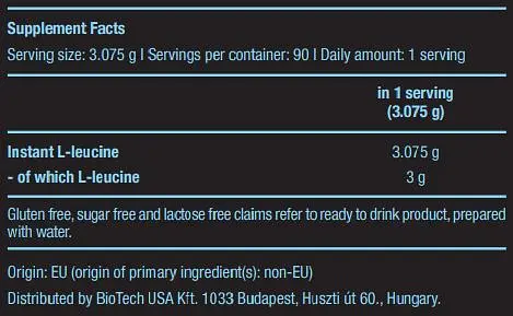 Амінокислоти BiotechUSA 100% Instant L-leucine 277 г - фото 2