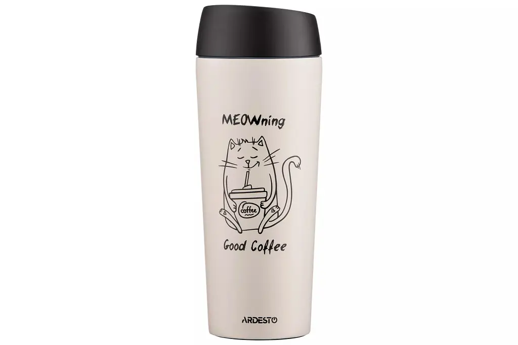 Термокружка Ardesto Сoffee Time Meowning AR-2645-WС 450 мл бежевий - фото 4