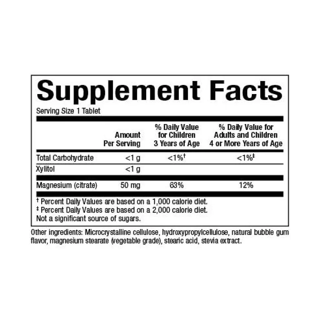 Магній 50 мг Natural Factors (Citrate) - 60 таблеток, Bubble Gum, для м’язів і нервової системи - фото 2