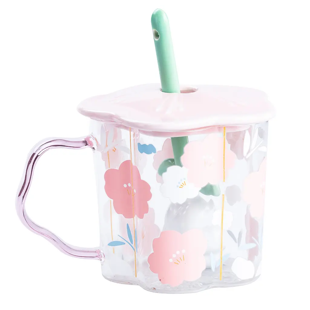 Чашка дитяча з принтом та кришкою з ложкою, рожевий Happy Life HP7213P - фото 2