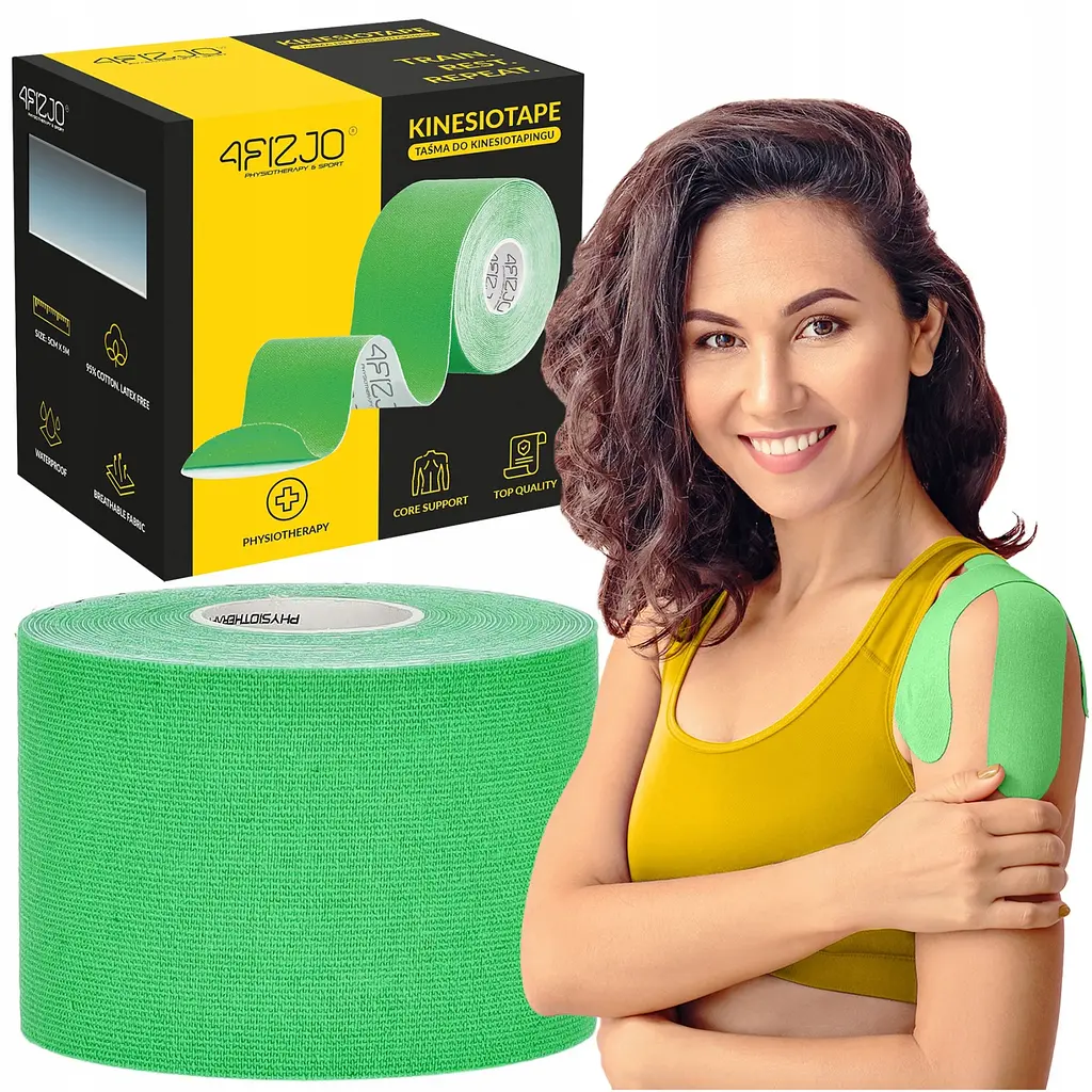 Стрічка кінезіологічна (кінезіо тейп) 4FIZJO 5 см x 5 м 4FJ0543 Green (P-5907739315984)