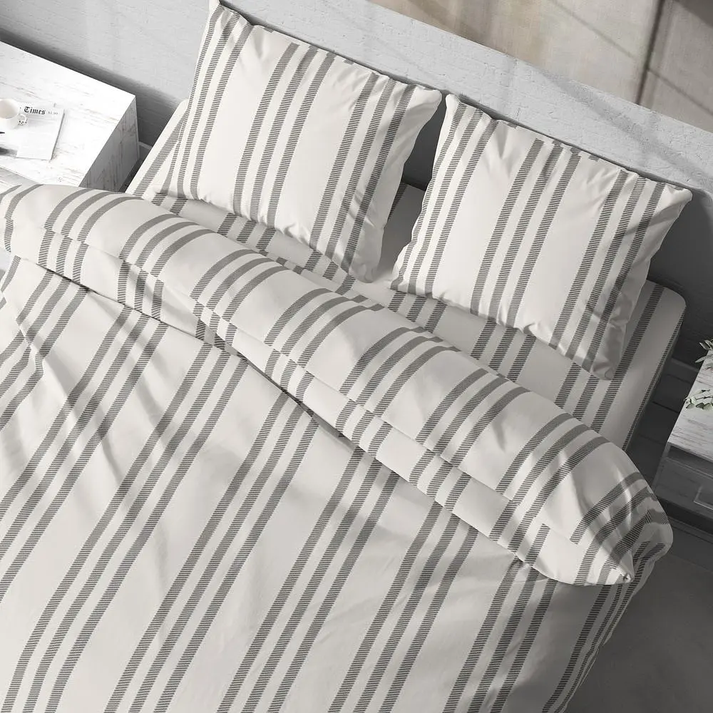 Комплект постельного белья Lelit Евро белый с серым 200 х 215 см P-0161/1 (le2000000285375) - фото 5