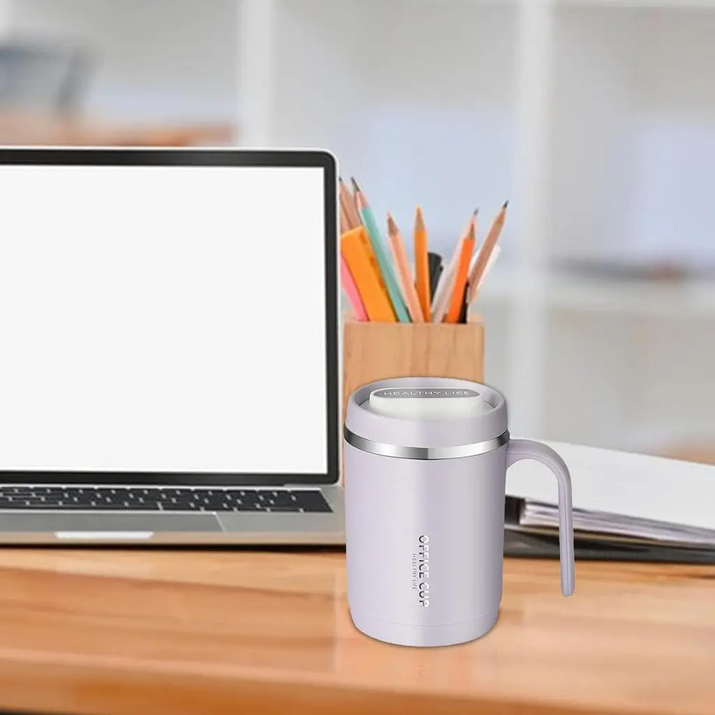 Кухоль office cup 500 мл для кави чаю з вакуумною ізоляцією нержавіюча сталь 304/PP purple grei - фото 6