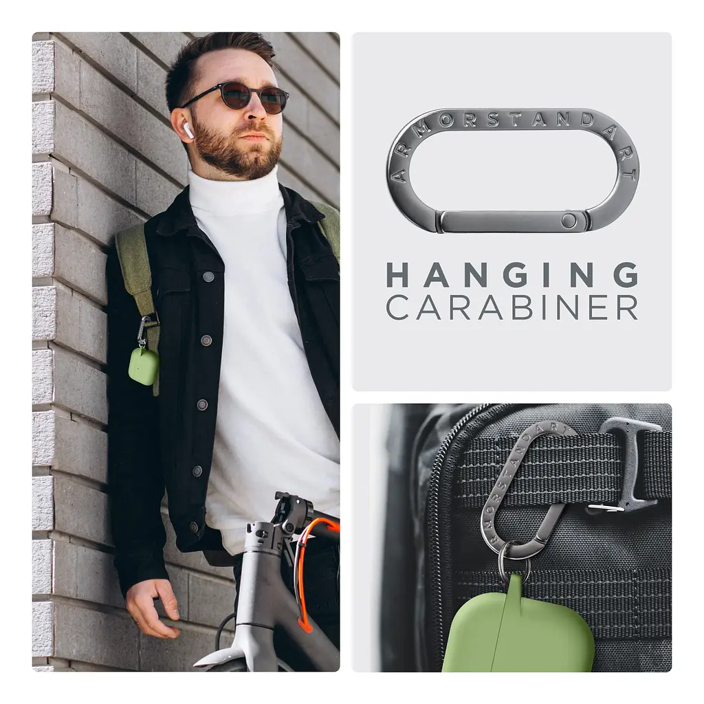Силіконовий чохол для навушників Apple AirPods 3, Hang Case, зелений, ультратонкий захисний кейс товщиною 2 мм, захист від подряпин, пилу та ударів, компактний, з карабіном для кріплення, ArmorStandart (ARM60315) - фото 6