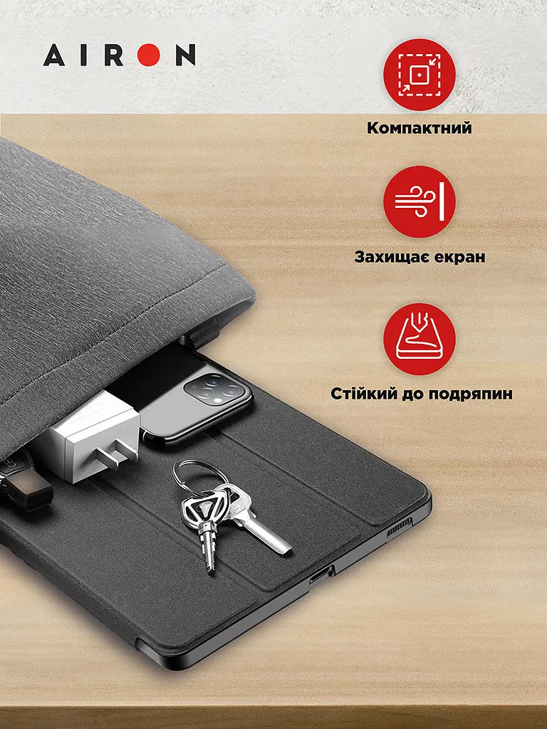 Чехол AIRON Premium для Xiaomi Redmi Pad 10.6" 2022 с защитной пленкой и салфеткой Black - фото 10