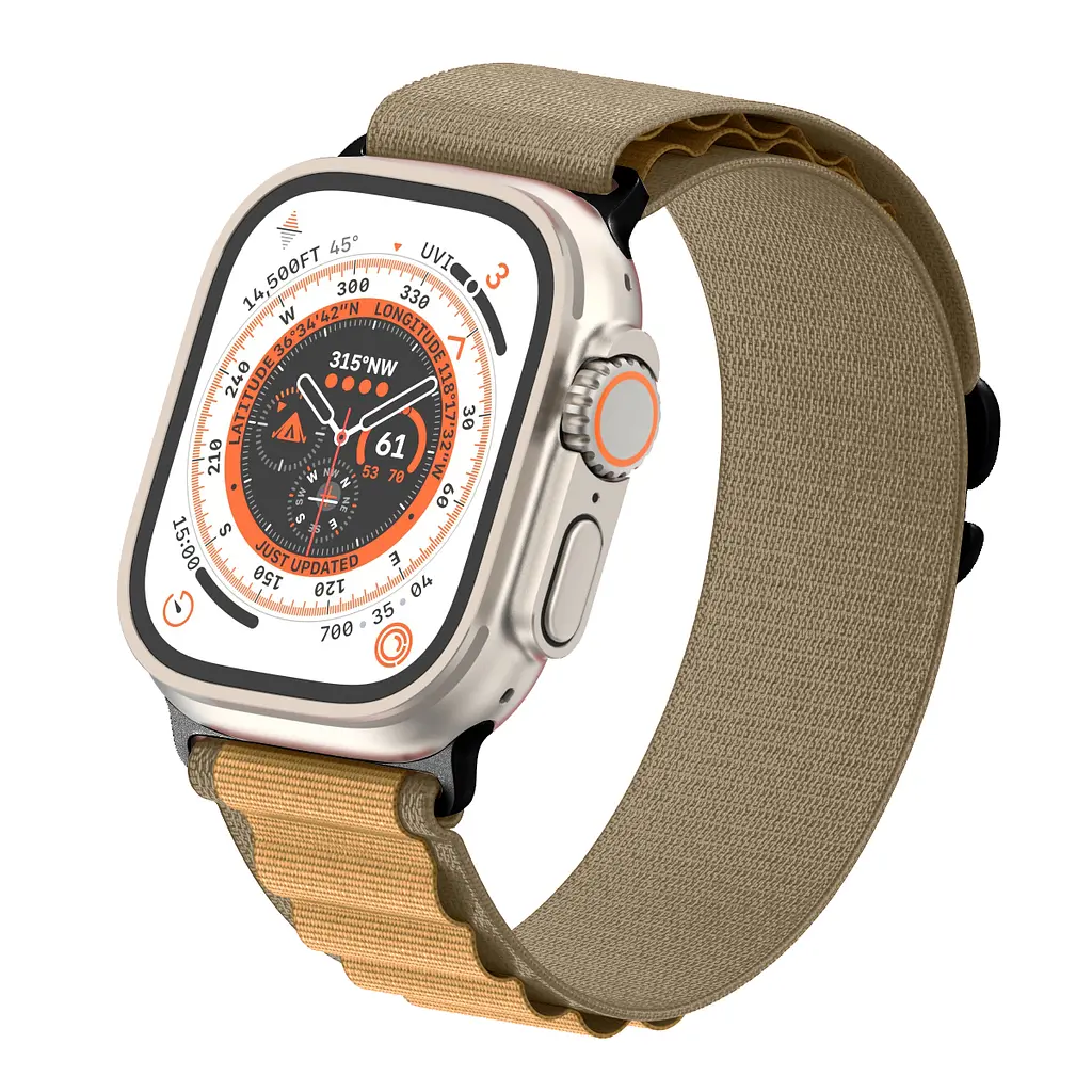 Ремінець для Apple Watch 49/46/45/44/42 (Series 1-3), бежевий, Alpine Loop Alpina Band, тканинний поліестеровий ремінець для смарт-годин, дихаючий, для активного відпочинку та спорту, ArmorStandart (ARM82565) - фото 4