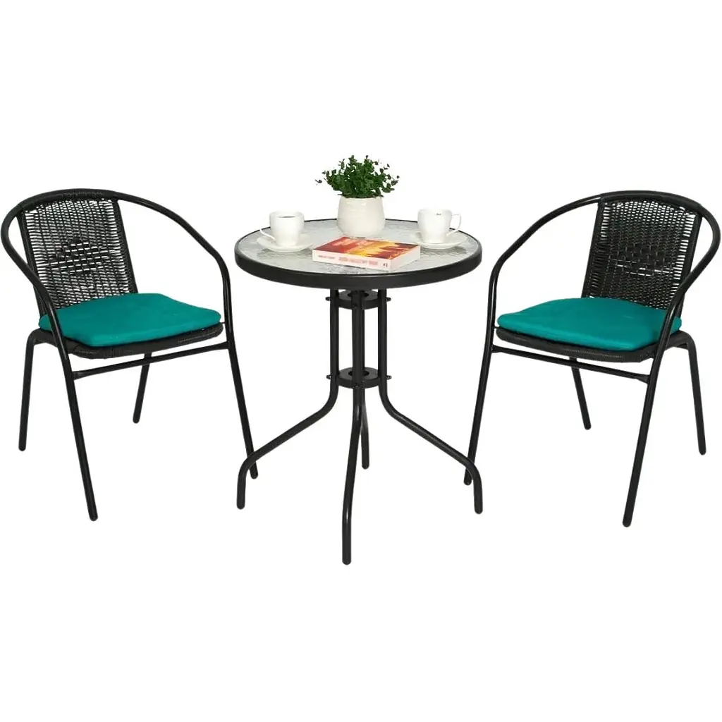 Садові меблі Chomik Bistro New стіл та 2 стільці чорний - фото 4