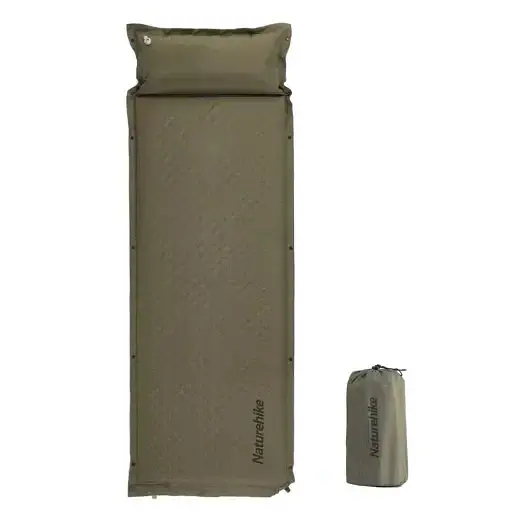 Коврик самонадувающийся Naturehike (CNK2300DZ014) 3см - с подушкой - одноместный - темно-зеленый - фото 2