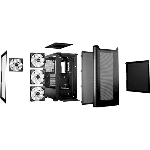 Корпус be quiet! Pure Base 501 LX, Airflow Black, Midi Tower, без БЖ, для ATX, Micro ATX, Mini ITX, Type-C, 2xUSB 3.2, макс. CPU-178 мм/VGA-368 мм, 4x120 мм Light Wings 3 PWM, бічна панель із загартованого скла (BGW78) - фото 6