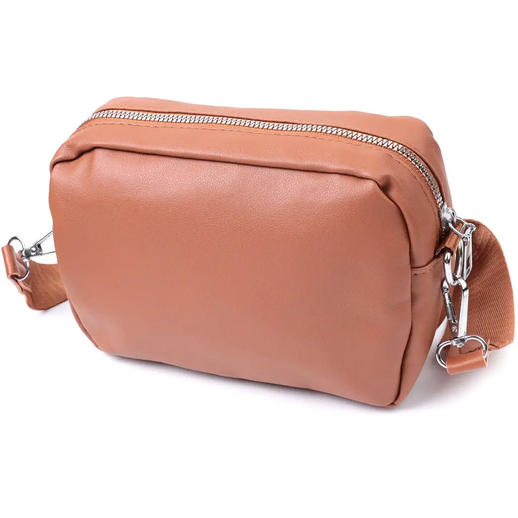 Жіноча сумка крос-боді з монетницею з екошкіри Vintage 22795 руда - фото 6