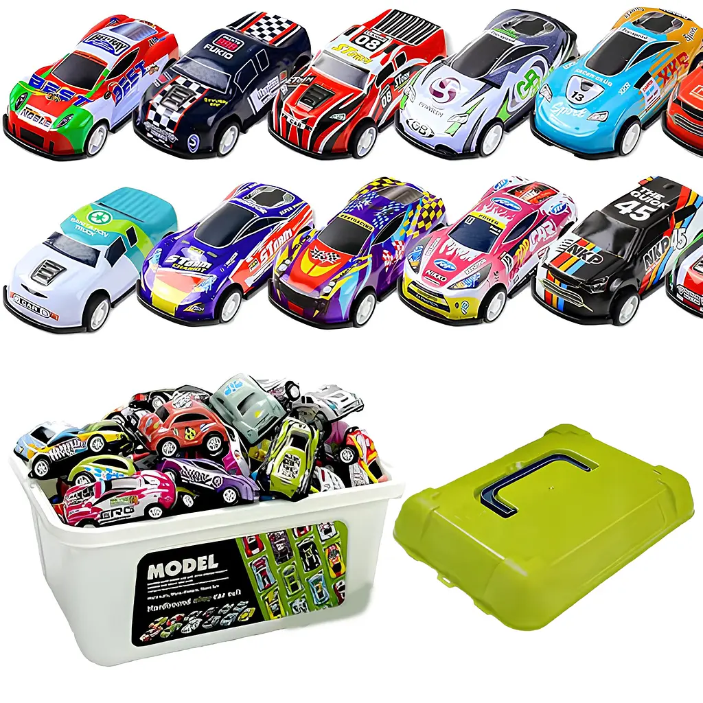 Комплект игрушечных машинок Cool Car Set с инерционным механизмом в боксе-контейнере с ручкой 30 шт. - фото 2