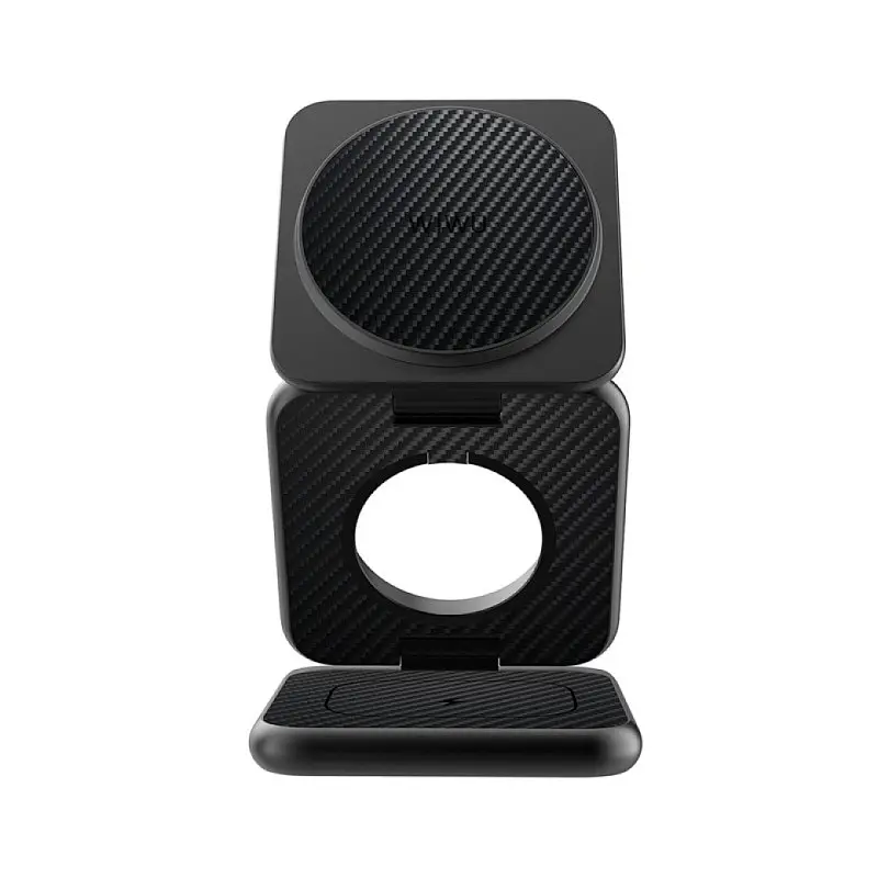БЗП WIWU Wi-W035 Kevlar Mag Go 3 in 1 wireless charger Black - фото 4