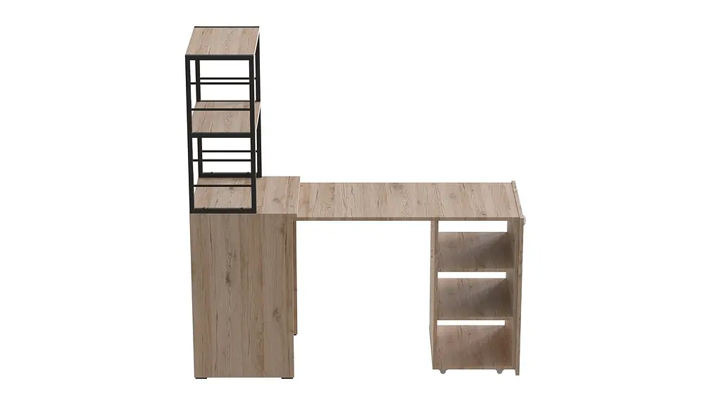 Стіл-тумба трансформер Смарт 4/1 з етажеркою Ferrum-decor 1430x1450x500 Чорний метал ДСП Дуб Сан-Марино 16 мм (FRD-105124) - фото 2
