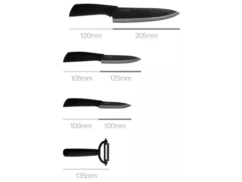 Набір ножів з 4 предметів Xiaomi Nano Ceramic Knifes Set 4 pcs (HU0010) - фото 2