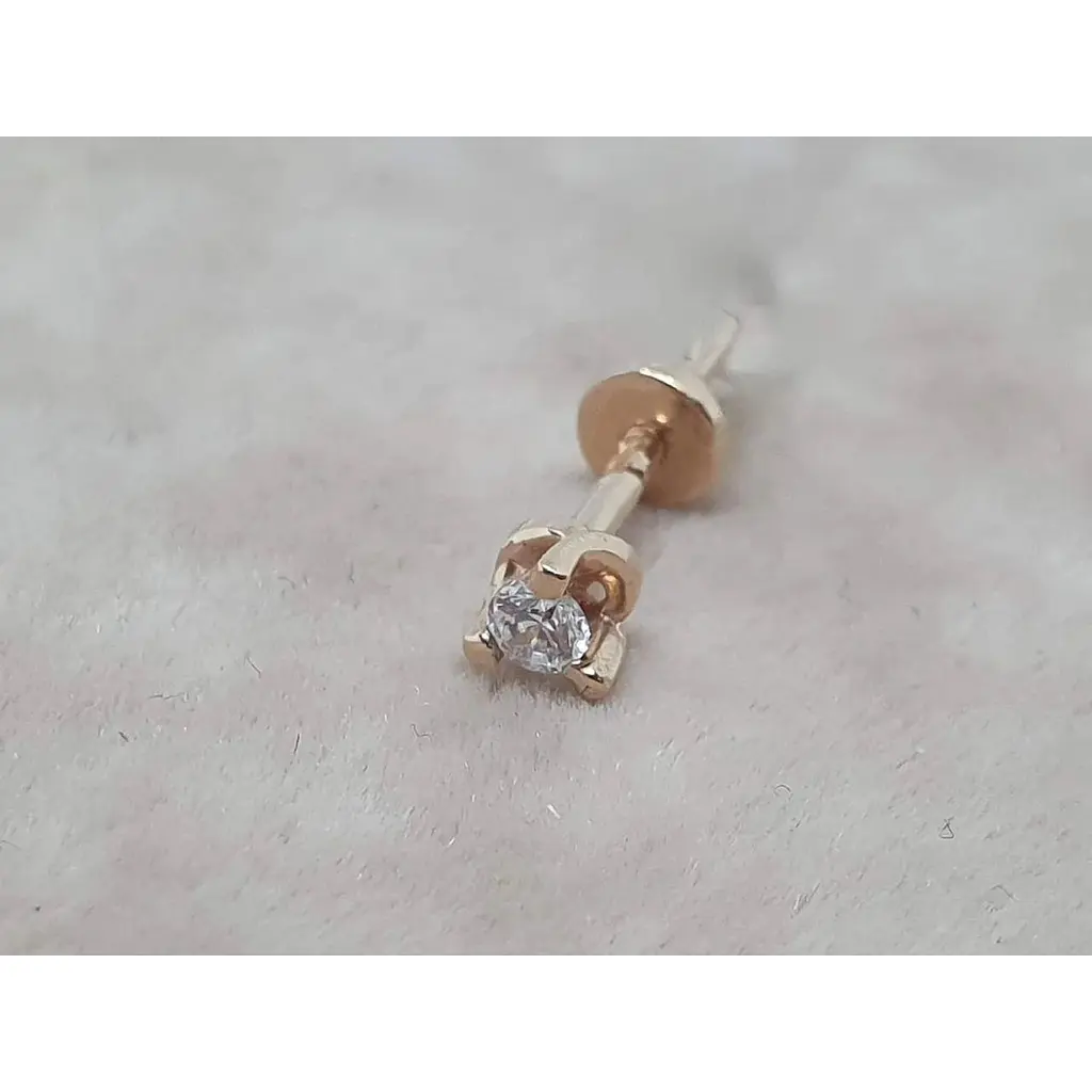 Золотая моносерьга-пуссета Гаразд с фианитом. 3533276/1 - фото 3