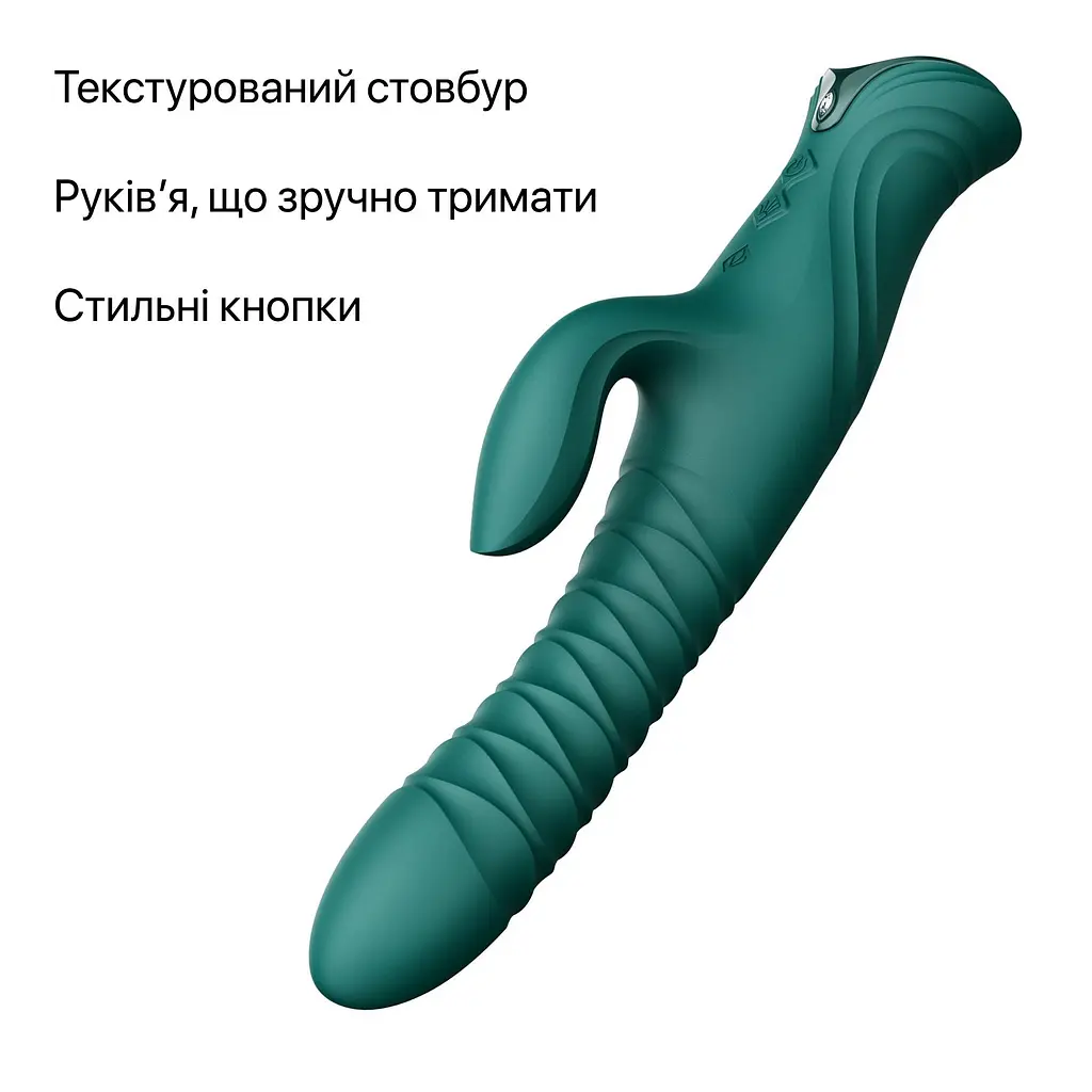 Смарт пульсатор-кролик з вібрацією Zalo Mose 2 Turquoise Green, підігрів до 42 °C, кристал Swarovski - фото 5