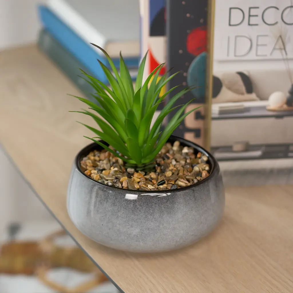 Горщик зі штучною рослиною МВМ My Home, 19 см, сірий (DH-FLOWERS-19 GREEN/GRAY) - фото 4