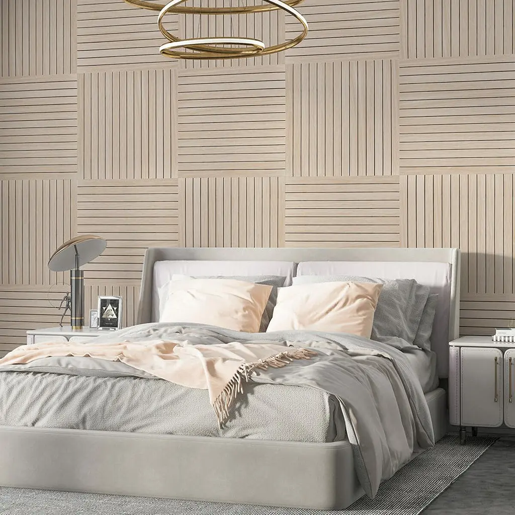 Покриття вінілове самоклеюче 3D рейки Sticker Wall600х600х2.8мм Ясен кремовий SW-00002199 - фото 6