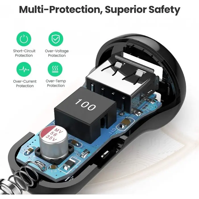 Автомобільний зарядний пристрій UGREEN ED018 Dual USB Car Charger (50875) - фото 3