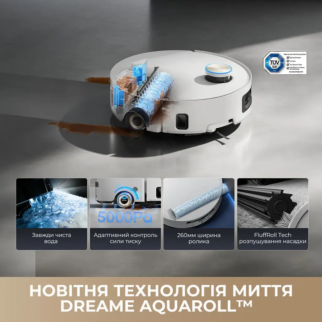 Робот-пилосос Dreame Aqua 10 Ultra Roller Complete White (RLH71DE-1-wh) [152042] - фото 14