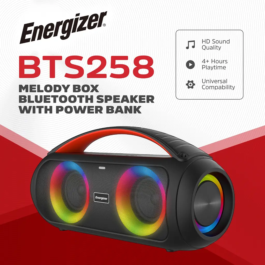 Акустична система 1.0 Energizer 20Вт Bluetooth 5.3 TF/USB/AUX/FM/TWS/MIC, Dual 3” Drivers чорна - фото 4