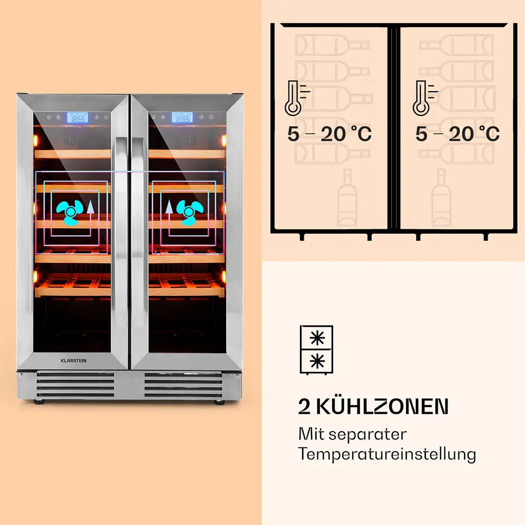 Винный холодильник встроенный Klarstein Vinovilla 42 Twin Duo (10045904) - фото 4
