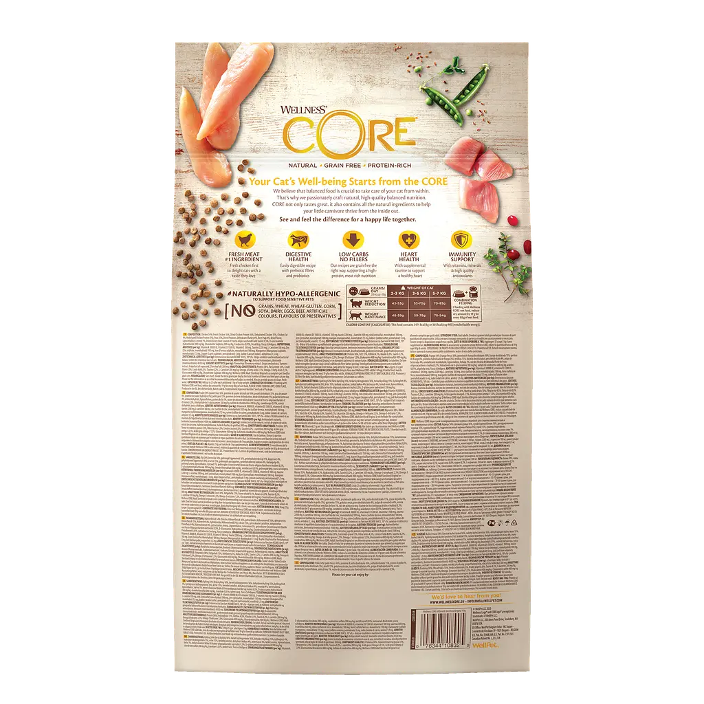 Сухий корм для стерилізованих котів Wellness CORE Sterilised Original з куркою та індичкою, 4 кг - фото 7