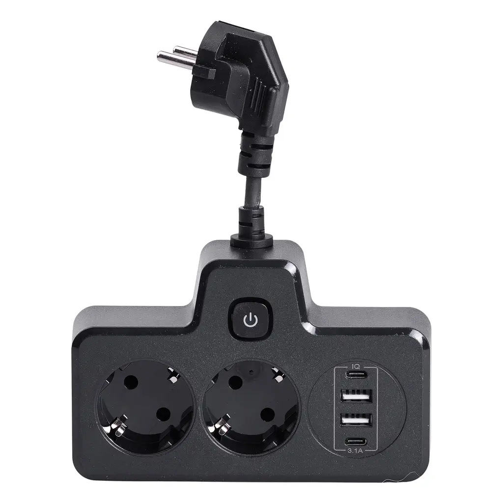 Мережевий фільтр-розгалужувач SNAILS 2 розетки LED 4 USB 8 см, чорний Yiwu HP-5-18 - фото 15