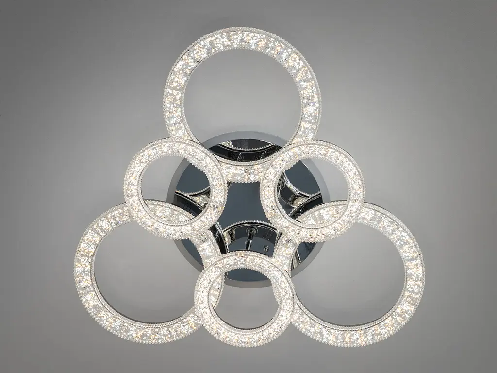 Люстра стельова LED Diasha 2203/3+3HR, 107W, 3200K-6500K, хром, сучасний стиль для вітальні, спальні, кухні, офісу - фото 3