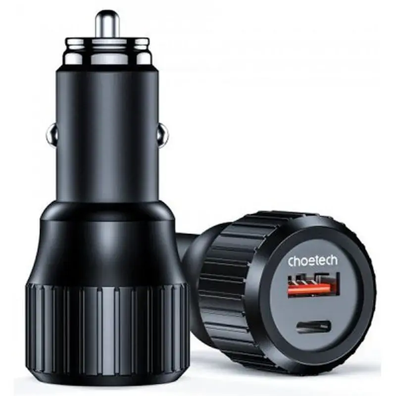 Зарядний пристрій Choetech car USB-A/USB-C 63W QC3.0/PD/PPS black (TC0010-BK) - фото 2