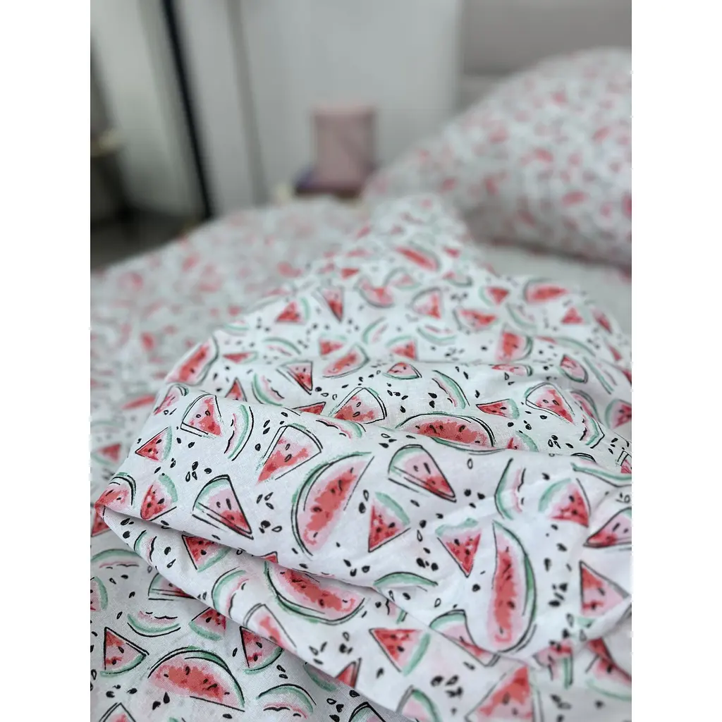 Комплект постельного белья Ecotton Поплин Арбузы полуторный 210х147 см белый (22810) - фото 3