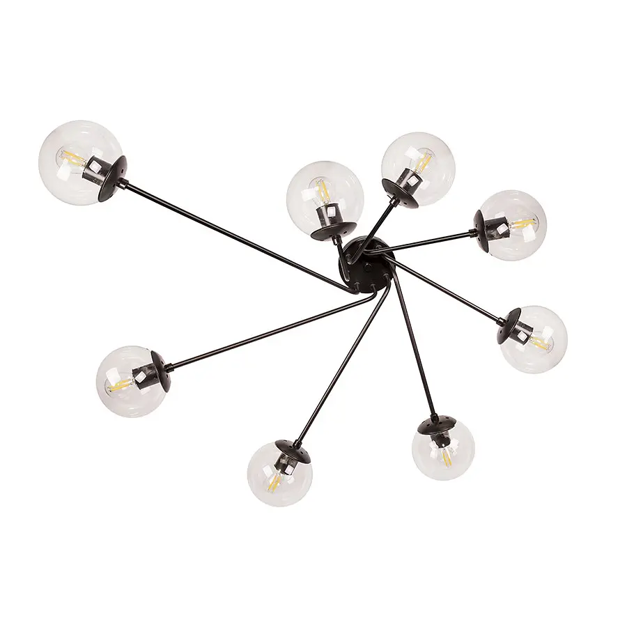 Люстра стельова Levistella 7529803-8 BK+CL, 8 плафонов, E27, чорний метал, прозоре скло, сучасний стиль - фото 3