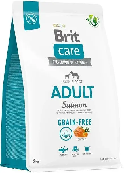 Корм для собак малих і середніх порід Brit Care Dog Grain-free Adult беззерновий з лососем 3 кг