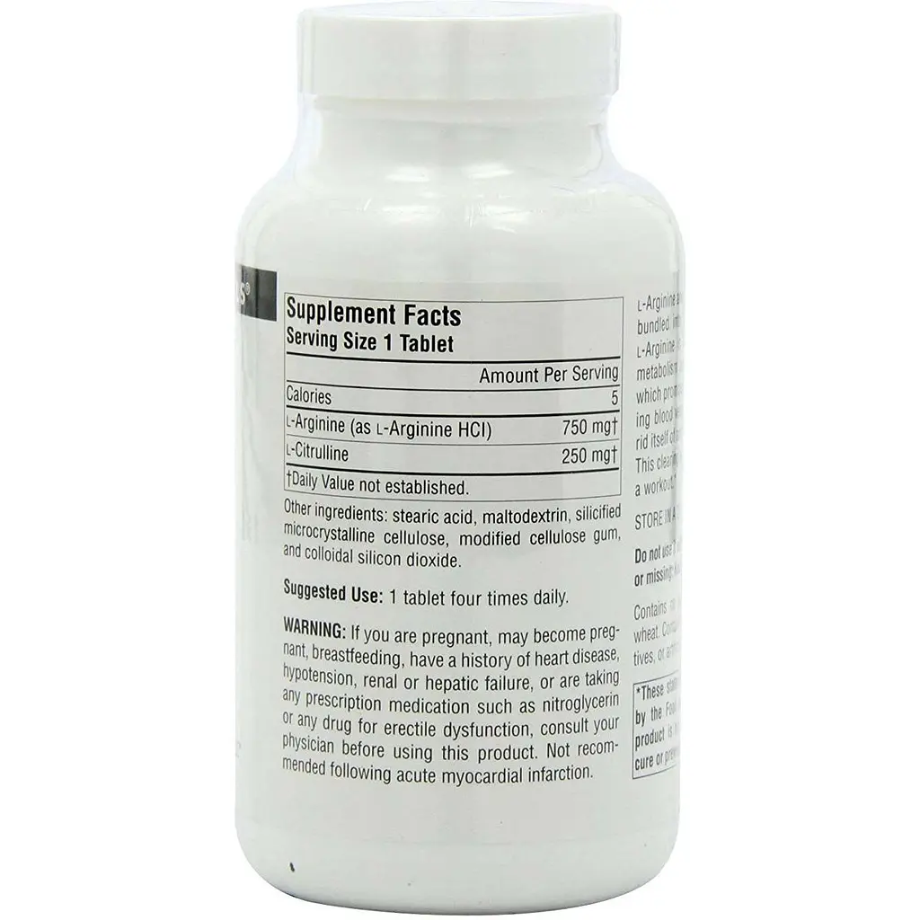 Амінокислоти Source Naturals L-аргінін L-цитруліновий комплекс 1000 мг 120 таблеток - фото 2