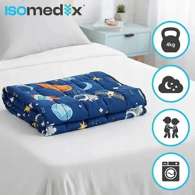 Дитяча обтяжена ковдра Isomedix 26897, 4 кг, 150 × 100 см, сенсорна, з космічним принтом - фото 5