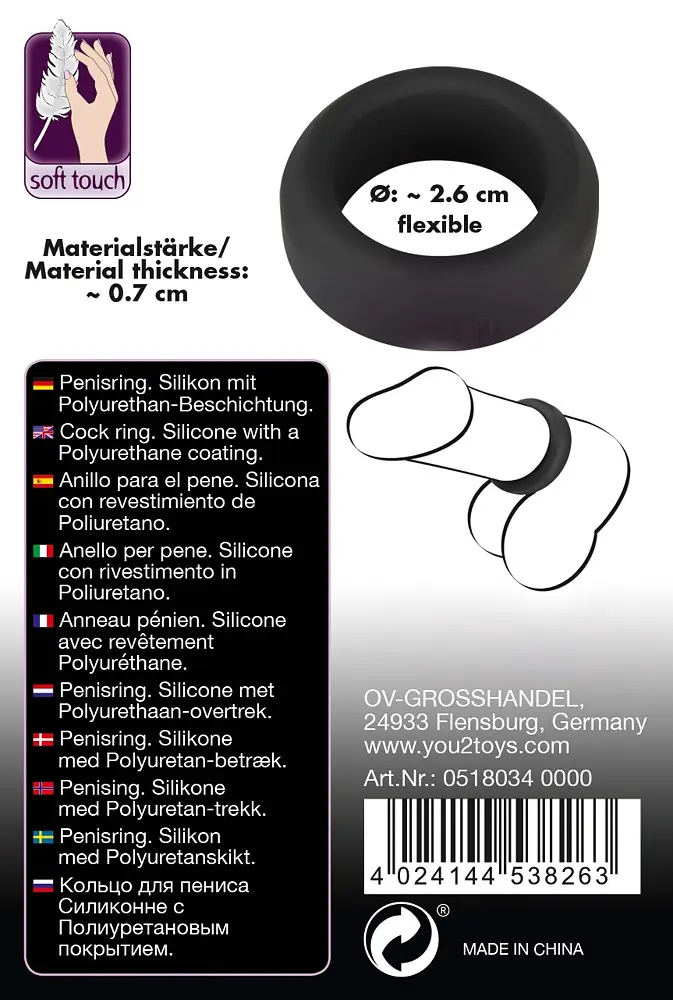 Ерекційне кільце Black Velvets Cock Ring 2.6 см чорний - фото 12