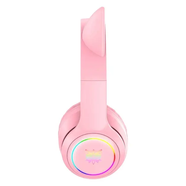Беспроводные игровые наушники с кошачьими ушками Onikuma B90 RGB гарнитура с микрофоном Pink (19117) - фото 2