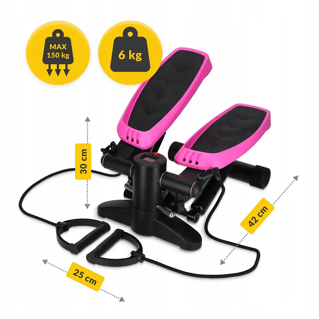 Степпер (мини-степпер) 4FIZJO Evo с эспандерами Black/Pink (P-5905973403870) - фото 6