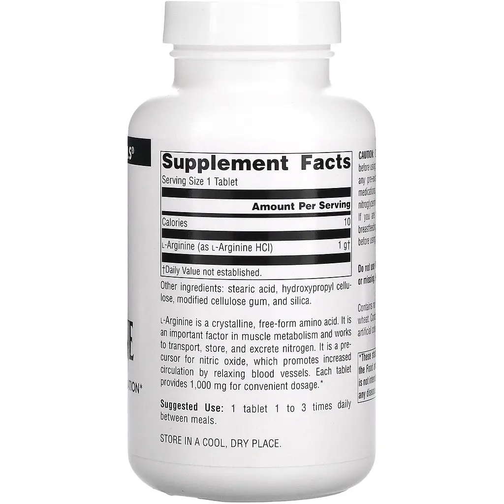 Аргінін Source Naturals L-Arginine вільна форма 1000 мг 100 таблеток - фото 2