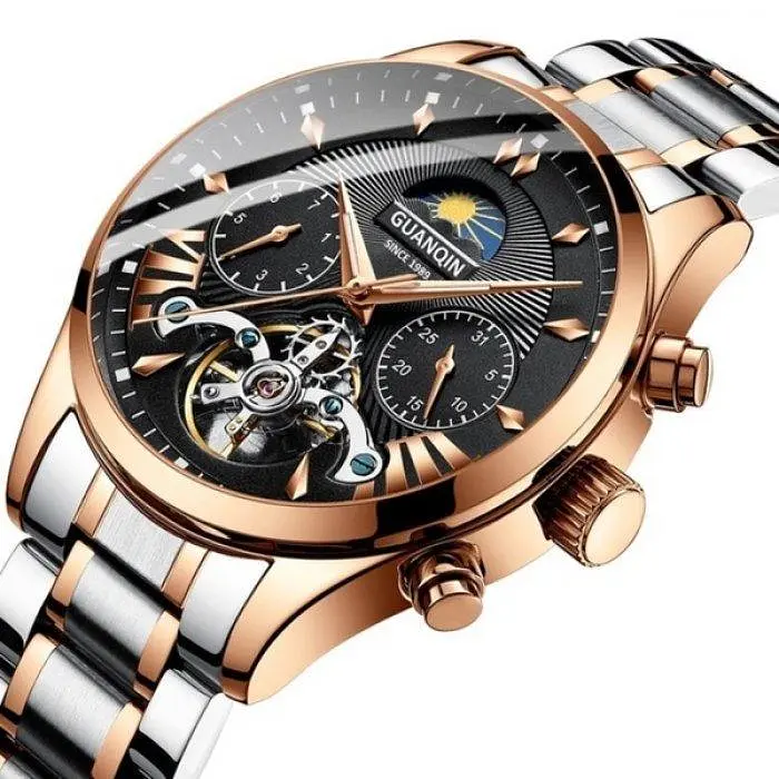 Чоловічий наручний годинник Guanquin Prestige Gold - фото 2